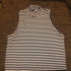 A black and white striped cropped tank top